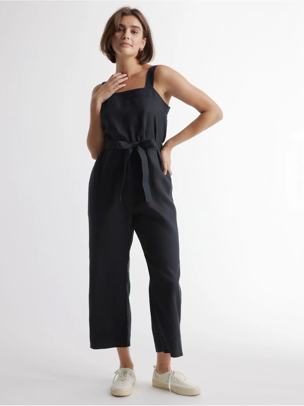 Quince 100% European Linen Square Neck Jumpsuit